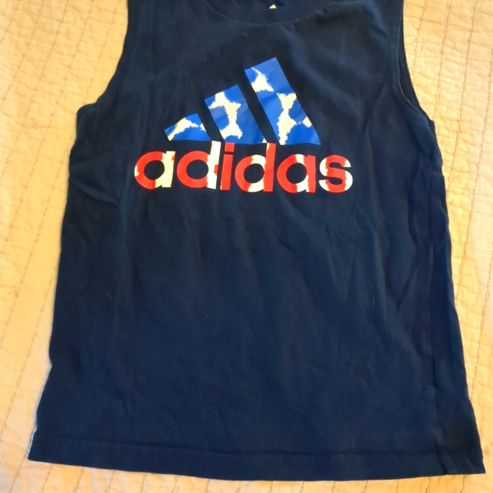Adidas Blue and Red Tank Tops Athletic Wear